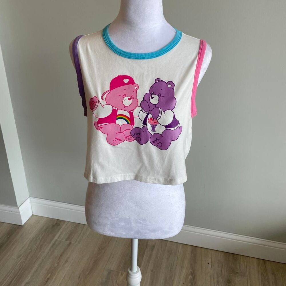 Care Bears Crop Top Tank Women's Small Retro Festival Kidcore Kawaii Cute Girl